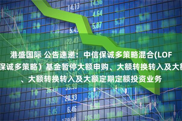 港盛国际 公告速递：中信保诚多策略混合(LOF)（场内简称：中信保诚多策略）基金暂停大额申购、大额转换转入及大额定期定额投资业务